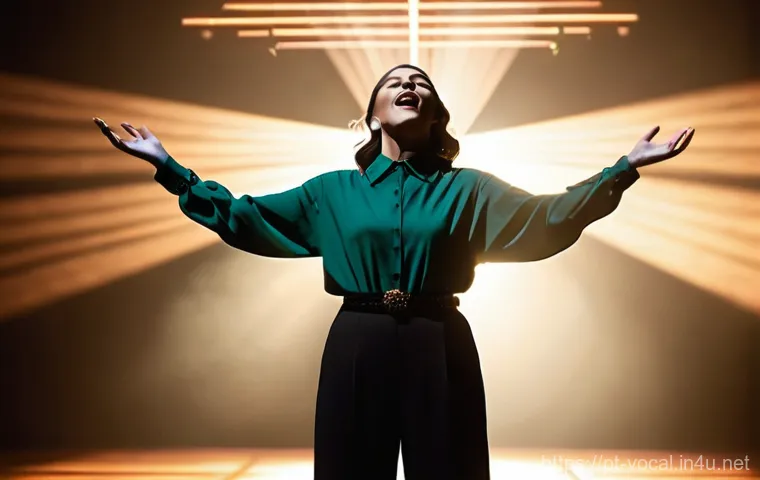 보컬트레이너의 중요한 기술 - **Prompt for Diaphragmatic Breathing:**
    "A female singer, 30s, stands in a brightly lit, modern ...